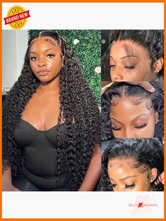 Deep Wave Lace Front Wig Human Hair 180% Density 13x4 HD Lace Pre Plucked main image 5